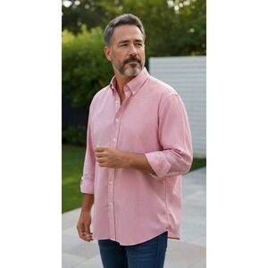 Brooks Brothers 346 Men's Shirt SZ 17.5 Red Stripe Button Down 36/37 Long Sleeve